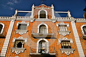Facade with talavera tiles, Puebla, Mexico photo