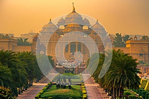 Facade of a temple Akshardham in Delhi, India photo