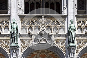 Facade of tenement house called Maison du Roi (King's House) in Grand Place, Brussels, Belgium