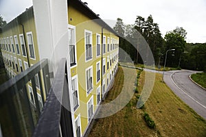 Facade of a three-story dwelling house