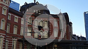 Facade of Tokyo Station on a sunny day. Chiyoda, Japan