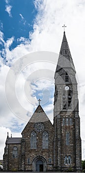 Facade and tower of Saint Joseph Church, Clifden Ireland.
