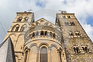 Facade and towers of the Mariendom church in Andernach