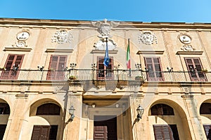 Facade of the town hall of Monreale city, province of Palermo, Sicily
