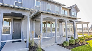 Facade of a townhouse in Daybreak Utah community