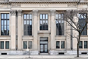 Facade of traditional bank building