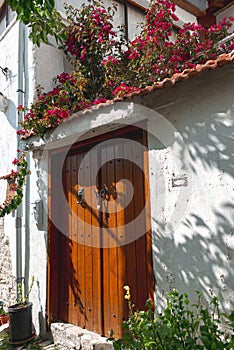 Facade of traditional house in Laneia (Lania) village. Limassol District, Cyprus