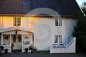 Facade of traditional scandinavian house in Norway