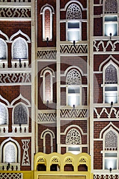 Facade of traditional Yemen architecture