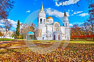 The facade of Transfiguration Cathedral, Chernihiv, Ukraine