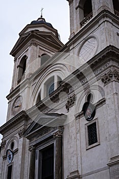 Facade of the Trinita dei Monti church and convent in Rome