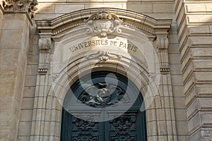 Facade of university Sorbonne in Paris