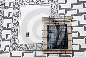 The facade of the Velke Losiny chateau has an interesting arrangement of windows