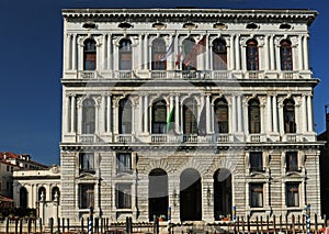 Facade Of The Venetian Renaissance Building Palazzo Corner On The Canale Grande In Venice Italy On A Wonderful Spring Day