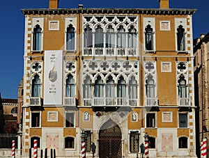 Facade Of The Venetian Renaissance Style Palazzo Franchetti On The Canale Grande In Venice Italy On A Wonderful Spring Day