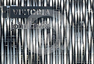 the facade of the victoria quarter shopping center and john lewis retail developments in leeds west yorkshire