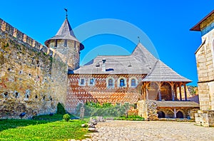 The facade view on Princely palace of Khotyn fortress, Ukraine photo