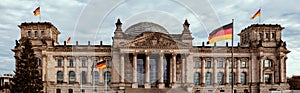 Facade view of the Reichstag, Bundestag building in Berlin, Germany