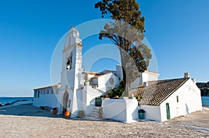 Facade of the Vlacheraina monastery. Corfu island, Greece.