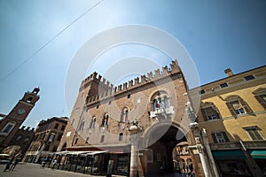 The facade of the Volto Del Cavallo of the city of Ferrara in Italy