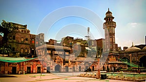 Facade of Wazir Khan Mosque, Lahore, Pakistan photo