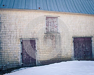 Facade of a weathered barn