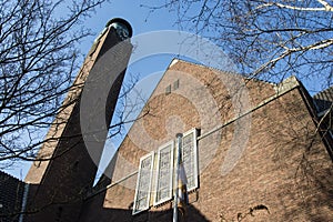 Facade of the Willem de Zwijgerkerk in Amsterdam - The Netherlands