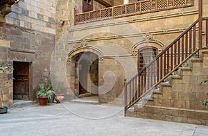 Facade of Zeinab Khatoun historic house, Azhar district, Darb Al-Ahmar district, Old Cairo, Egypt photo