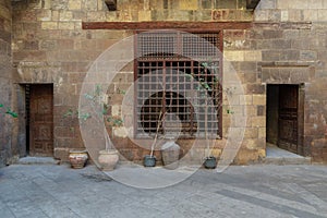 Facade of Zeinab Khatoun historic house, located near to Al-Azhar Mosqut, Old Cairo, Egypt photo