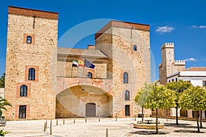 Facades of the Church of the Holy Mother of the Sacrament in the Plaza Alta of Badajoz (Spain