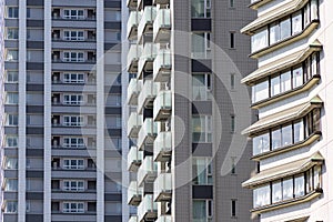 Facades of high -rise residential buildings in Tokyo, Japan