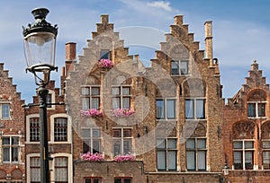 Facades. Jan Van Eyck Square. Bruges. Belgium