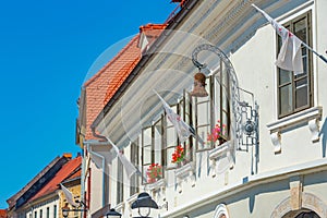 Facades of old houses in the historical center of Ptuj, Slovenia