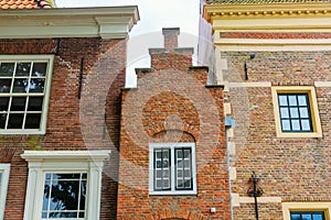 Facades of old houses in Veere, Netherlands