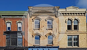 Facades of preserved 19th century commercial buildings