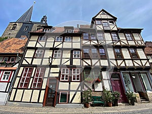 Facades of Quedlinburg Old Town Houses, Germany, city centre