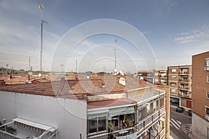 Facades and roofs of residential buildings made of bricks