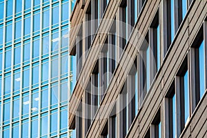 Facades of two office skyscrapers, Atlanta, USA