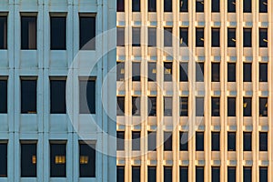 Facades of two office skyscrapers, Atlanta, USA