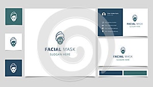 Facal mask logo design with editable slogan. Branding book and business card template.