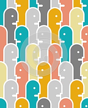 Face abstract pattern seamless. head nonobjective background. Vector texture