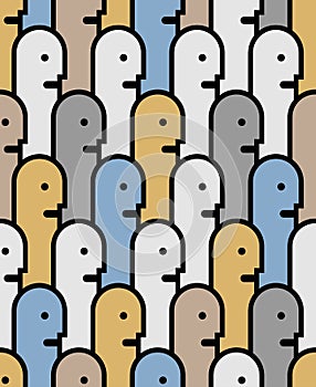 Face abstract pattern seamless. head nonobjective background. Vector texture