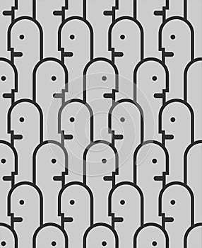 Face abstract pattern seamless. head nonobjective background. Vector texture