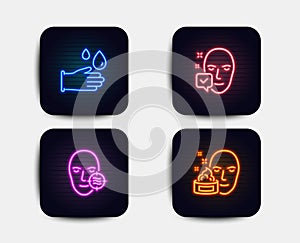 Face accepted, Problem skin and Rubber gloves icons. Face cream sign. Vector