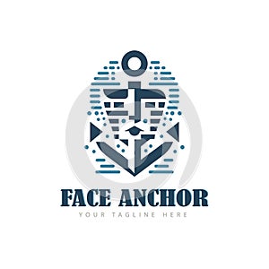 Face Anchor design template logo vintage style for brand company and other