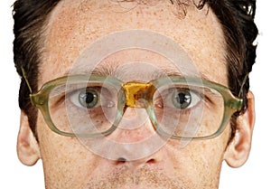 Face in bad old spectacles photo