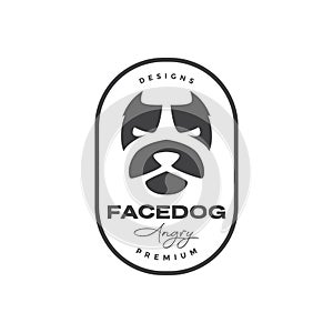 Face badge bulldog angry logo design vector graphic symbol icon illustration creative idea