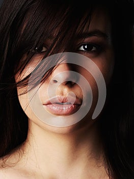 Face of beautiful Young woman.brunette Girl.close-up fashion portrait