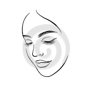 Face of a beautiful young woman line art 2