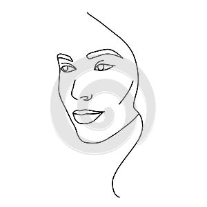 Face of a beautiful young woman line art 2